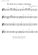 "We Wish You A Merry Christmas" Soprano Recorder Sheet Music Printable pdf