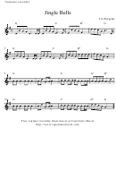 "Jingle Bells" By J.s. Pierpoint Soprano Recorder Sheet Music Printable pdf