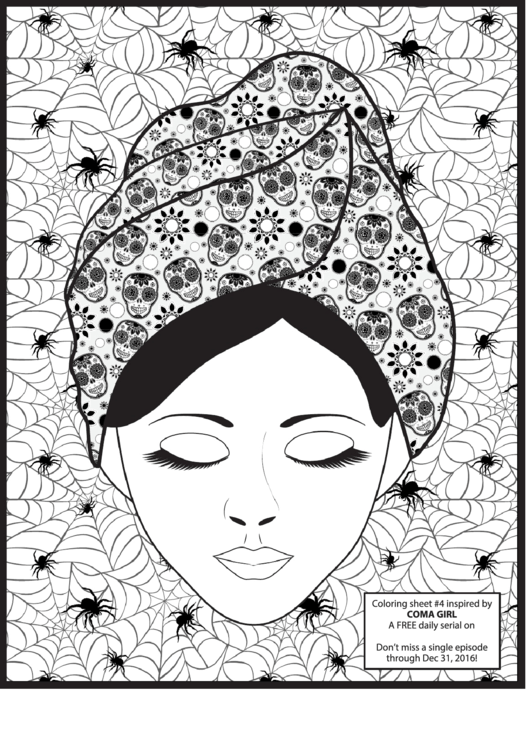 Skull Coma Girl Coloring Sheet Template Printable pdf