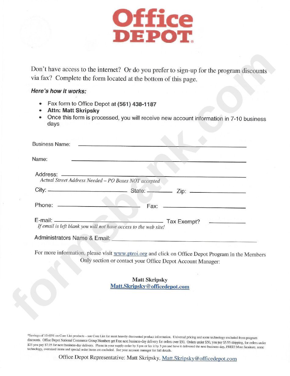 Office Depot Application Form printable pdf download