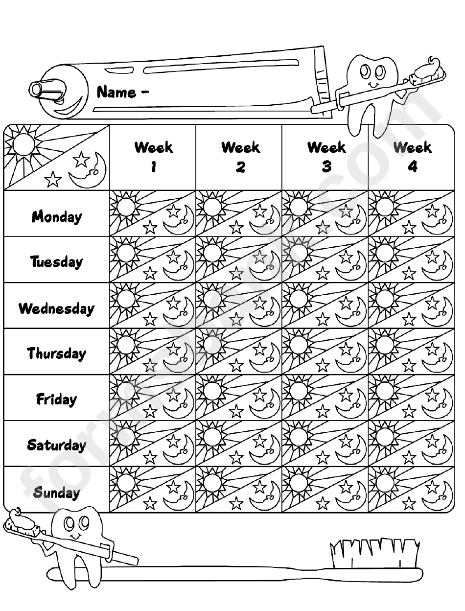 Brush Your Teeth Chart Monthly