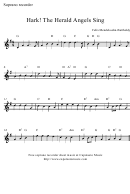 "Hark! The Herald Angels Sing" By Felix Mendelssohn-Bartholdy Soprano Recorder Sheet Music Printable pdf