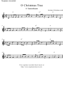"O Christmas Tree" Soprano Recorder Sheet Music Printable pdf