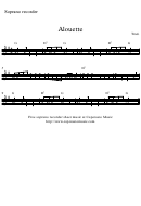 "Alouette" Soprano Recorder Sheet Music Printable pdf