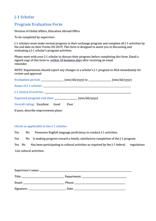 Fillable Program Evaluation Form Printable pdf