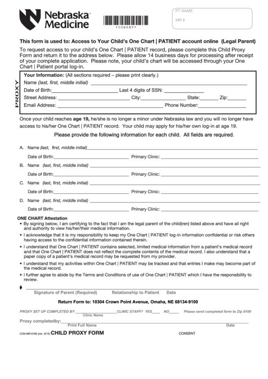 Child Proxy Form Printable pdf