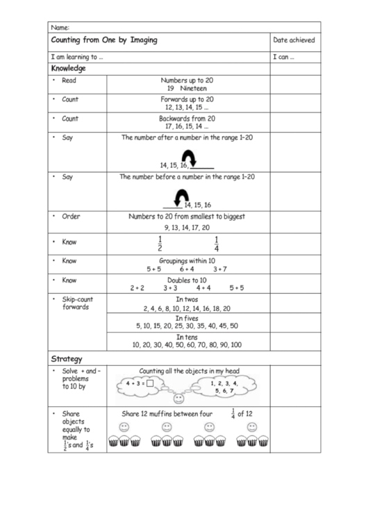 Counting From One Worksheet Printable pdf