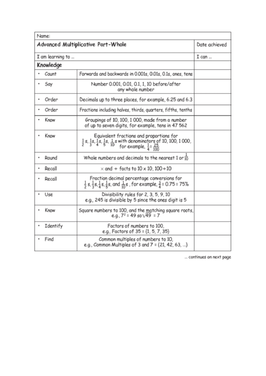 Advanced Multiplicative Part-Whole Kids Worksheet Printable pdf