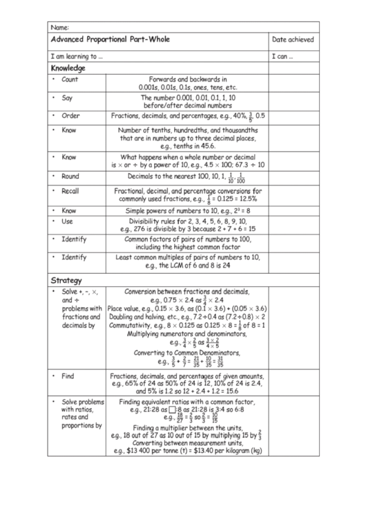 Advanced Proportional Part-Whole Kids Worksheet Printable pdf