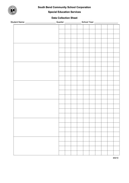 Fillable Iep Data Collection Sheet printable pdf download
