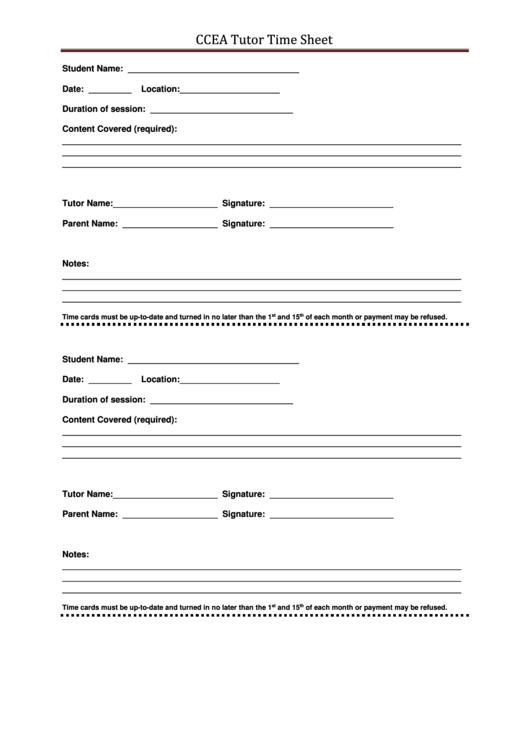 Ccea Tutor Time Sheet