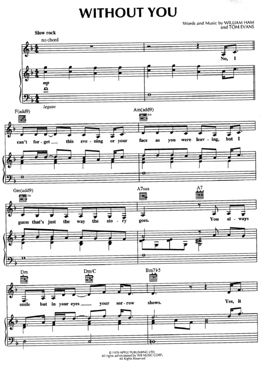 Without You Sheet Music Mariah Carey - Music Sheets Printable pdf