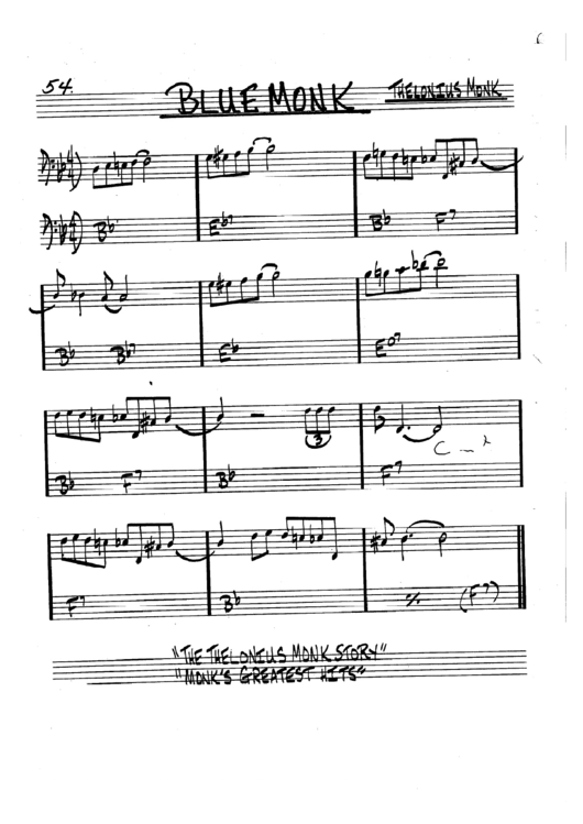 Blue Monk Sheet Music Printable pdf