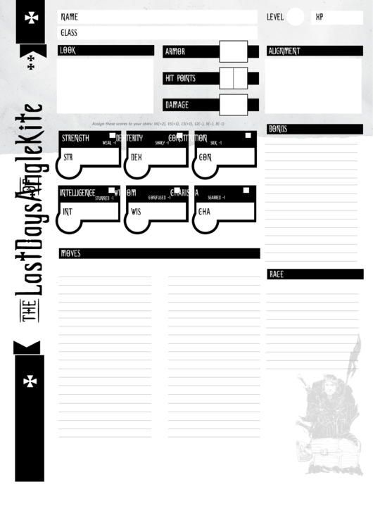 Last Days Character Sheet - Magpie Games Printable pdf