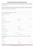Health And Emergency Information Form