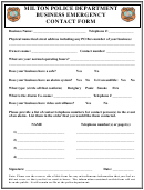 Milton Police Department Business Emergency Contact Form