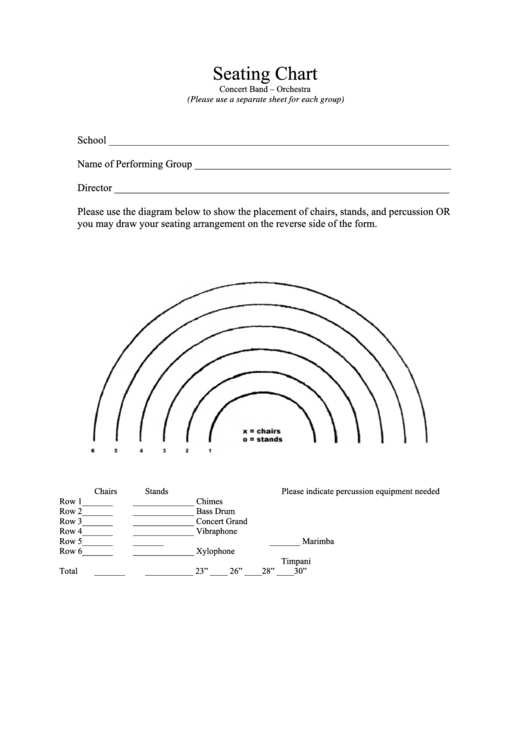 Seating Chart: Concert Band - Orchestra Printable pdf