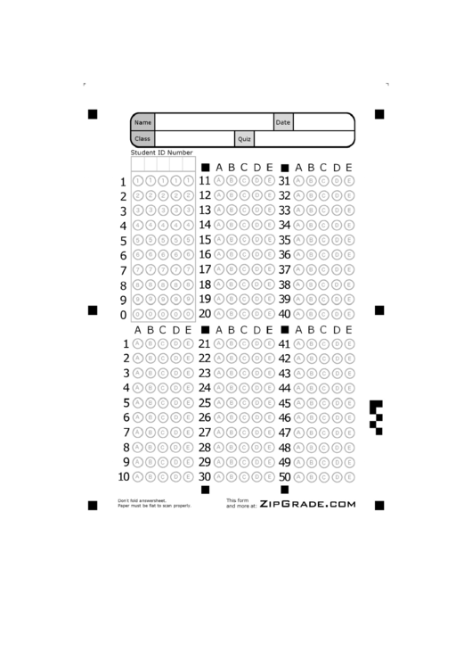 Answer Sheet Template 1 50 Printable Pdf Download