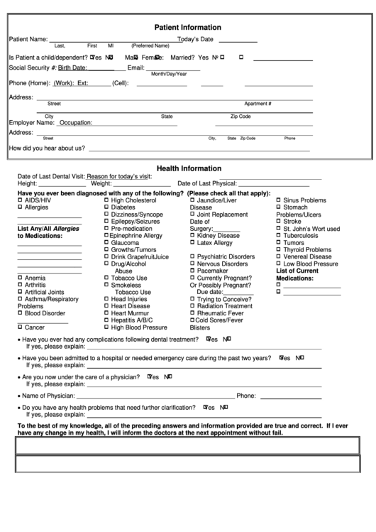 Patient Information Printable pdf