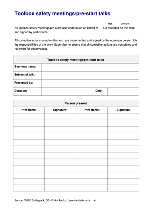 Monthly Safety Meeting Template