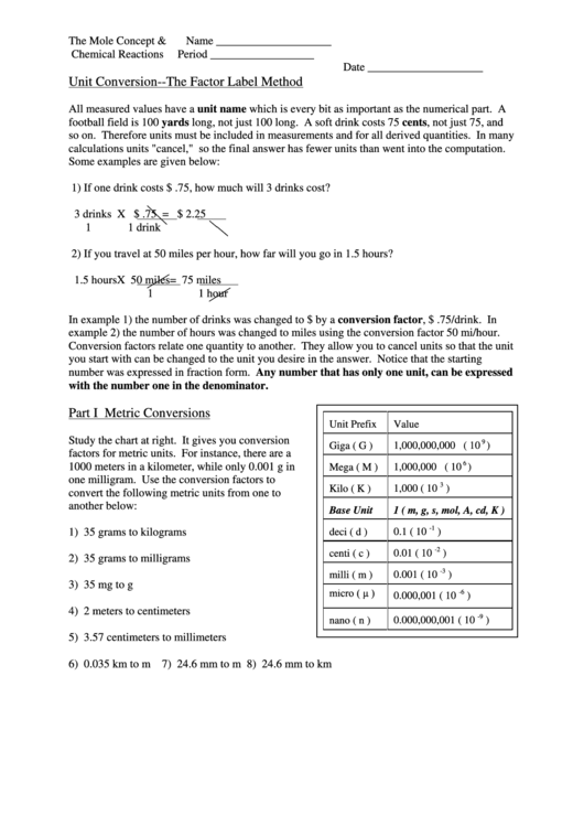 Conversion Worksheet printable pdf download