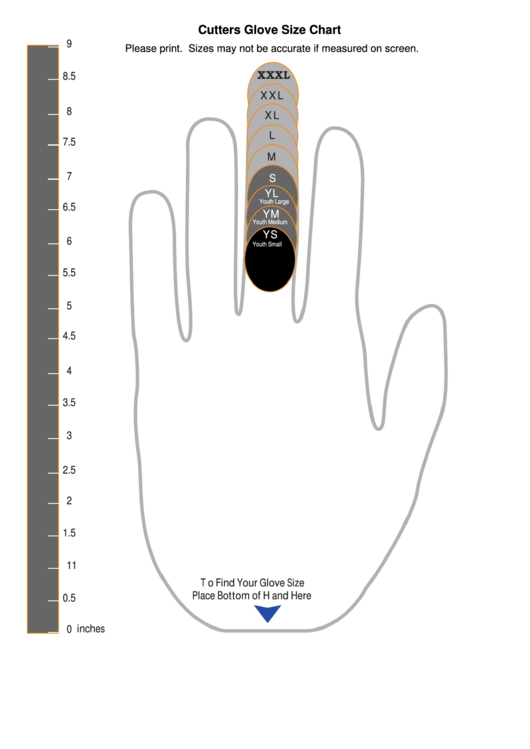Cutters Football Gloves Size Chart