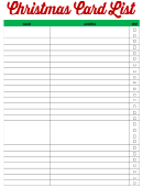 Holiday Cards List Template