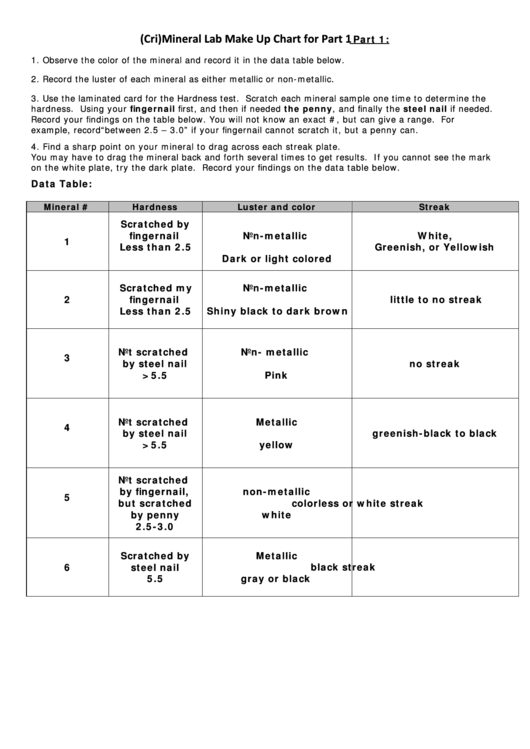 Infamous (Cri)minerals Lab Science Lab Report Template Printable pdf