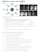 Moon Phases, Eclipses, Tides Pre-quiz Science Worksheets