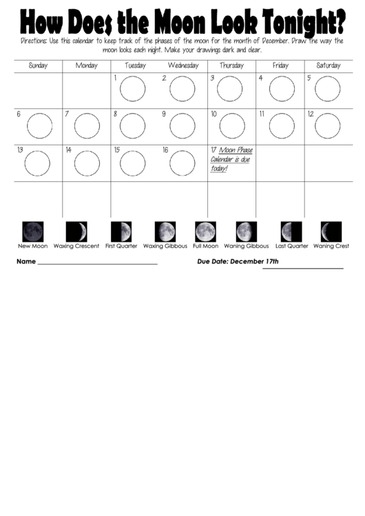Moon Phase Calendar printable pdf download