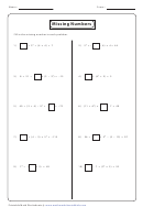 Missing Numbers Order Of Operations Worksheet Printable pdf