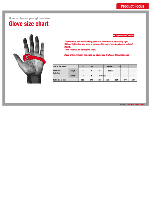 Glove Size Chart Printable pdf