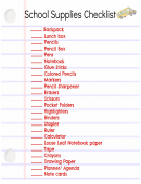 School Supplies Checklist