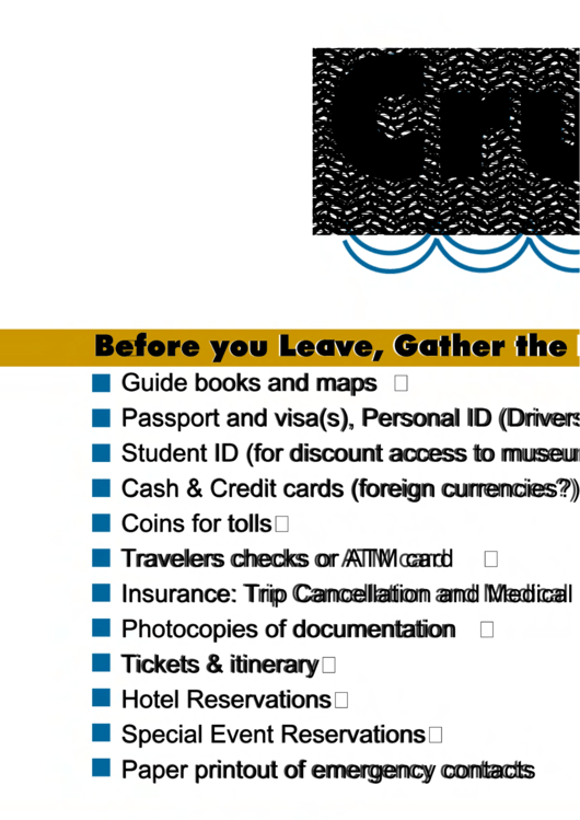 Cruise Trip Packing List Template - Yellow/blue
