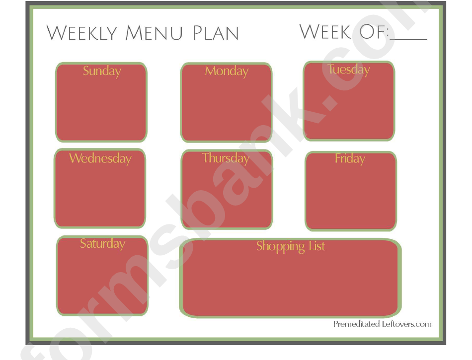 Weekly Menu Planner Template