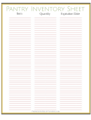 Pantry Inventory Sheet