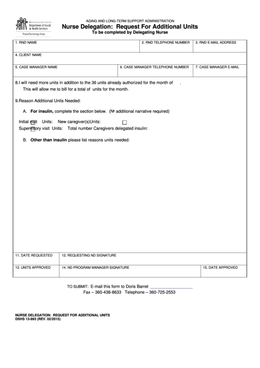 Nurse Delegation: Request For Additional Units Printable pdf
