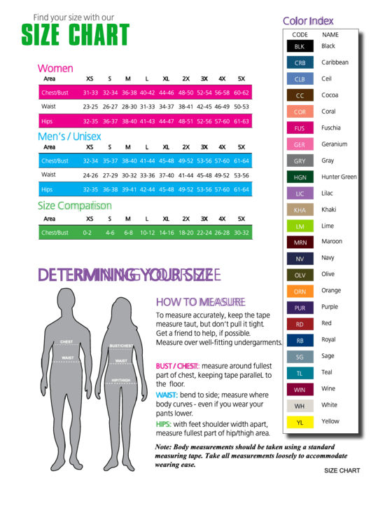 Body Size Chart Printable pdf