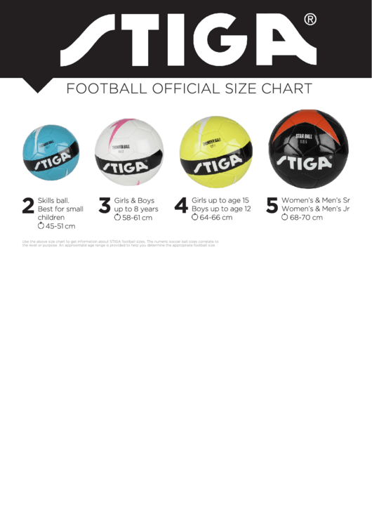 Stiga Football Official Size Chart Printable pdf