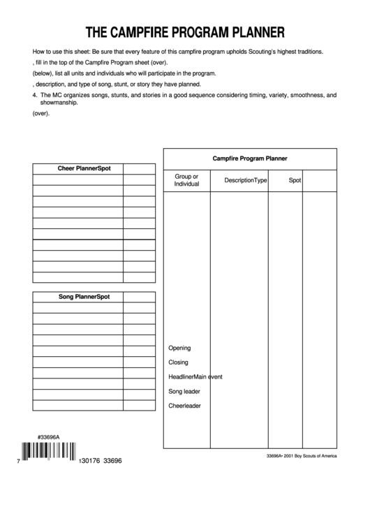 The Campfire Program Planner Printable pdf