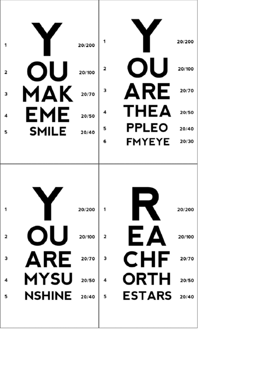 Eye Chart Card Template Printable pdf