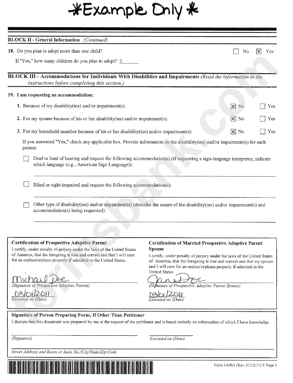 Form I-6ooa, Application For Advance Processing Of Orphan Petition