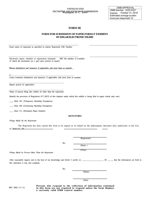 Form For Submission Of Paper Fomat Exhibits Printable pdf