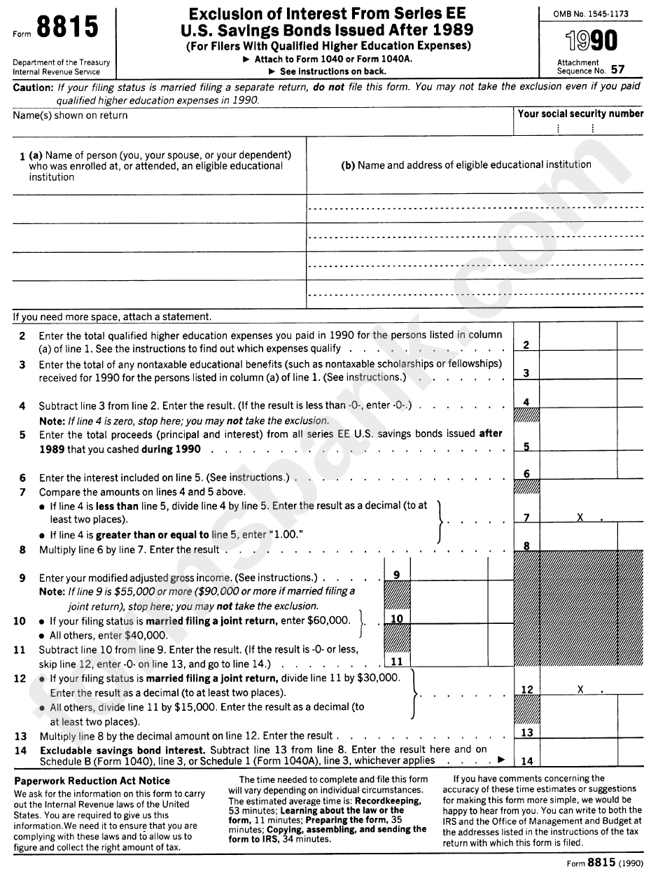 Form 8815 Exclusion Of Interest