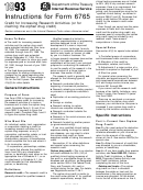 Instructions For Form 6765 - Credit For Increasing Research Activities (Or For Claiming The Orphan Drug Credit) - 1993 Printable pdf