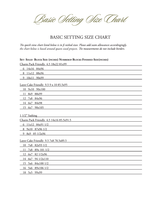 Basic Setting Size Chart Printable pdf