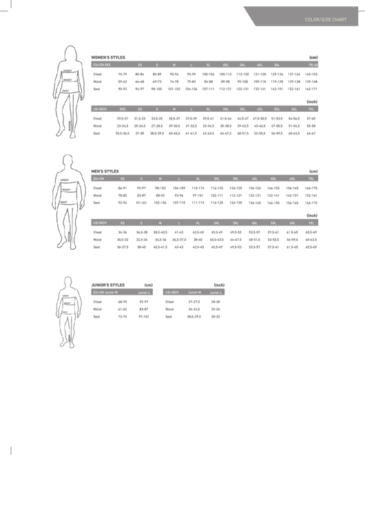 Ship To Shore Traveler Clothing Color/size Chart Printable pdf
