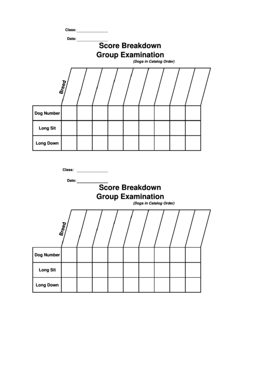 Score Breakdown Group Examination printable pdf download