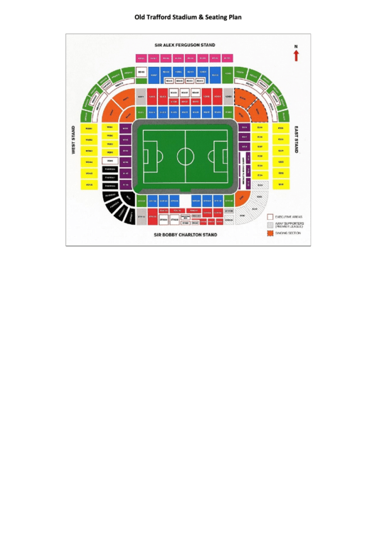 Old Trafford Stadium & Seating Plan Printable pdf