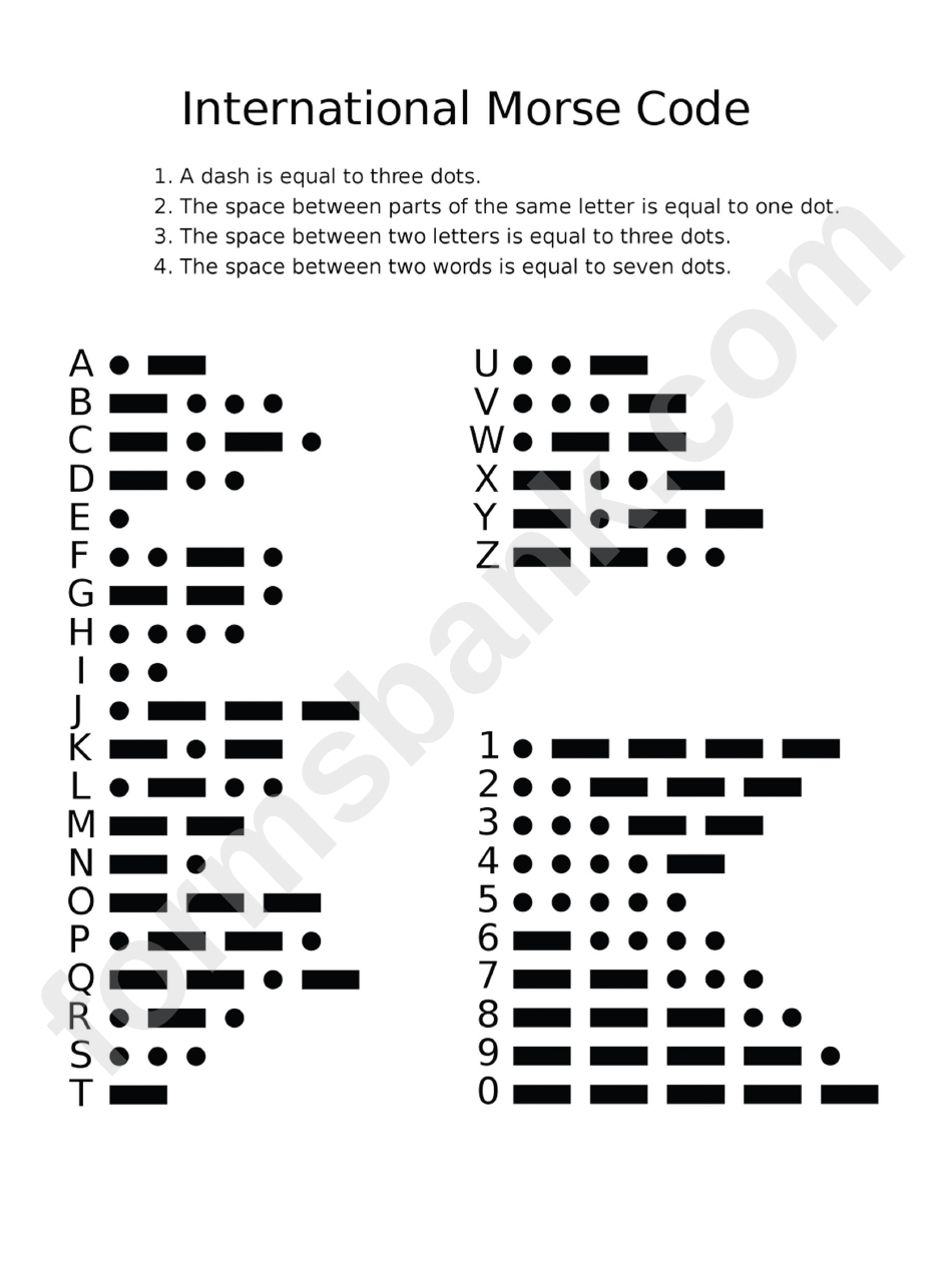 International Morse Code Printable Pdf Download